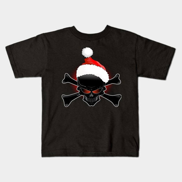 Christmas Santa Black Skull Kids T-Shirt by BluedarkArt